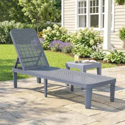 Tumbona Reclinable de Jardín Exterior con Respaldo Ajustable en 4 Posiciones y Marco de PP 191x55x35,5 cm Gris O... - Ogal.Es