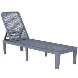 Tumbona Reclinable de Jardín Exterior con Respaldo Ajustable en 4 Posiciones y Marco de PP 191x55x35,5 cm Gris O... - Ogal.Es