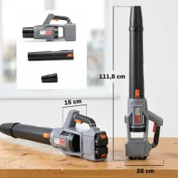 Soplador de Hojas Sin Cable 36V con 2 Baterías de 4.0Ah y Cargador Motor sin Escobillas 1000W 3 Velocidades Gris... - Ogal.Es