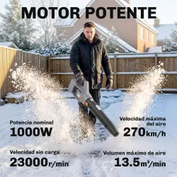 Soplador de Hojas Sin Cable 36V con 2 Baterías de 4.0Ah y Cargador Motor sin Escobillas 1000W 3 Velocidades Gris... - Ogal.Es