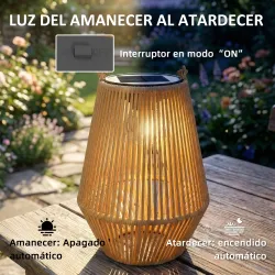 Set de 2 Farolas Solares Exterior Linternas Jardín de Ratán Colgantes con Encendido y Apagado Automático IP44 Ma... - Ogal.Es