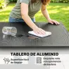 Mesa de Comedor Exterior Extensible 154/214 cm para 8-10 Personas de Aluminio Acero con Tapa Imitación Madera Gris - Ogal.Es