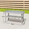 Mesa de Jardín Exterior Rectangular de Ratán con Estante Tablero de Vidrio Templado con Ondas 90x50x45 cm Gris O... - Ogal.Es