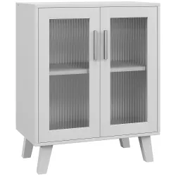 Aparador de 2 Puertas Aparador de Salón con 2 Estantes Puertas Transparentes para Cocina Entrada Blanco 61x35x75 cm - Ogal.Es