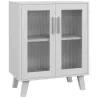 Aparador de 2 Puertas Aparador de Salón con 2 Estantes Puertas Transparentes para Cocina Entrada Blanco 61x35x75 cm - Ogal.Es