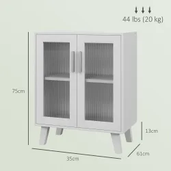 Aparador de 2 Puertas Aparador de Salón con 2 Estantes Puertas Transparentes para Cocina Entrada Blanco 61x35x75 cm - Ogal.Es