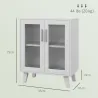Aparador de 2 Puertas Aparador de Salón con 2 Estantes Puertas Transparentes para Cocina Entrada Blanco 61x35x75 cm - Ogal.Es