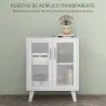 Aparador de 2 Puertas Aparador de Salón con 2 Estantes Puertas Transparentes para Cocina Entrada Blanco 61x35x75 cm - Ogal.Es