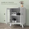 Aparador de 2 Puertas Aparador de Salón con 2 Estantes Puertas Transparentes para Cocina Entrada Blanco 61x35x75 cm - Ogal.Es
