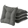 Set de 4 Cojines para Sillas para Jardín 39,5x39,5x10 cm con Lazos y Base Antideslizante Impermeables Gris Oscuro - Ogal.Es