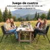 Set de 4 Cojines para Sillas para Jardín 39,5x39,5x10 cm con Lazos y Base Antideslizante Impermeables Gris Oscuro - Ogal.Es