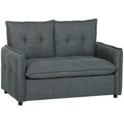 Sofá de 2 Plazas Tapizado en Lino con Acolchado Grueso, Diseño Capitoné para Espacios Pequeños 131x75x85 cm Gris... - Ogal.Es