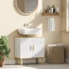 Mueble Bajo Lavabo con Estante Ajustable Armario para Lavabo sin Pedestal con Puertas Acanaladas 60x30x61 cm Blanco - Ogal.Es