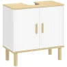 Mueble Bajo Lavabo con Estante Ajustable Armario para Lavabo sin Pedestal con Puertas Acanaladas 60x30x61 cm Blanco - Ogal.Es