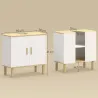 Mueble Bajo Lavabo con Estante Ajustable Armario para Lavabo sin Pedestal con Puertas Acanaladas 60x30x61 cm Blanco - Ogal.Es