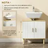 Mueble Bajo Lavabo con Estante Ajustable Armario para Lavabo sin Pedestal con Puertas Acanaladas 60x30x61 cm Blanco - Ogal.Es