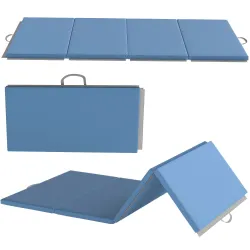 Colchoneta Gimnasia Plegable de Grosor 5 cm con Asas de Transporte para Yoga Aeróbic 240x120x5 cm Azul Claro - Ogal.Es