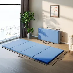 Colchoneta Gimnasia Plegable de Grosor 5 cm con Asas de Transporte para Yoga Aeróbic 240x120x5 cm Azul Claro - Ogal.Es