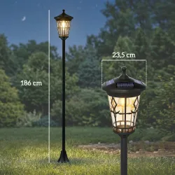 Set de 2 Farolas Solares de Jardín con Altura Ajustable 2 Modos de Brillo IP44 Impermeable para Terraza Patio Negro - Ogal.Es