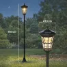 Set de 2 Farolas Solares de Jardín con Altura Ajustable 2 Modos de Brillo IP44 Impermeable para Terraza Patio Negro - Ogal.Es
