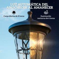 Set de 2 Farolas Solares de Jardín con Altura Ajustable 2 Modos de Brillo IP44 Impermeable para Terraza Patio Negro - Ogal.Es