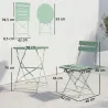 Conjunto de Jardín Plegable con 2 Sillas Plegables Mesa Redonda Estructura Metálica Electrofórica para Balcón Verde - Ogal.Es