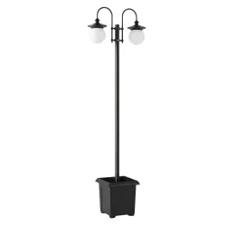 Farola Solar Exterior de Jardín con Macetero 2 Cabezales Impermeable IP44 Encendido/Apagado Automático Altura Aj... - Ogal.Es