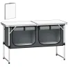 Mesa de Cocina de Camping Plegable con Armario de Tela Oxford Marco de Aluminio para Picnic 120x47x70 cm Plateado - Ogal.Es