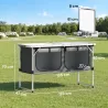 Mesa de Cocina de Camping Plegable con Armario de Tela Oxford Marco de Aluminio para Picnic 120x47x70 cm Plateado - Ogal.Es