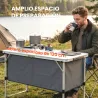 Mesa de Cocina de Camping Plegable con Armario de Tela Oxford Marco de Aluminio para Picnic 120x47x70 cm Plateado - Ogal.Es