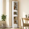 Estantería para Libros con 2 Cajones y Puerta Librería Estrecha con 6 Estantes Abiertos 32x24x181,5 cm Blanco - Ogal.Es