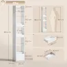 Estantería para Libros con 2 Cajones y Puerta Librería Estrecha con 6 Estantes Abiertos 32x24x181,5 cm Blanco - Ogal.Es