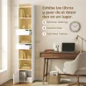 Estantería para Libros con 2 Cajones y Puerta Librería Estrecha con 6 Estantes Abiertos 32x24x181,5 cm Blanco - Ogal.Es