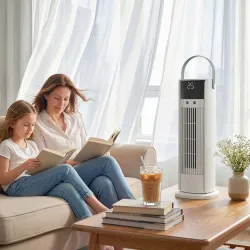Ventilador de Escritorio con Niebla Luz RGB3 Velocidades Oscilación de 90° Temporizador de 10H Control Remoto Bl... - Ogal.Es