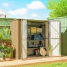 Cobertizo de Jardín Exterior Metálico 1,37 m² 163x89x163 cm con Techo Inclinado, Puertas con Pestillo y Guantes ... - Ogal.Es