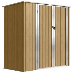 Cobertizo de Jardín Exterior Metálico 1,37 m² 163x89x163 cm con Techo Inclinado, Puertas con Pestillo y Guantes ... - Ogal.Es