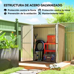 Cobertizo de Jardín Exterior Metálico 1,37 m² 163x89x163 cm con Techo Inclinado, Puertas con Pestillo y Guantes ... - Ogal.Es