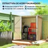 Cobertizo de Jardín Exterior Metálico 1,37 m² 163x89x163 cm con Techo Inclinado, Puertas con Pestillo y Guantes ... - Ogal.Es