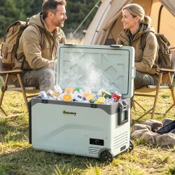 Nevera Portátil Eléctrica 42,5L con Compresor Control por App Ruedas Asa Barra -20? a 20? y Soporte para Móvil V... - Ogal.Es