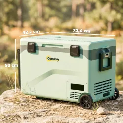 Nevera Portátil Eléctrica 42,5L con Compresor Control por App Ruedas Asa Barra -20? a 20? y Soporte para Móvil V... - Ogal.Es