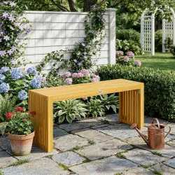 Banco de Jardín de Madera de 2 Plazas 110 cm con Asiento de Listones Carga 240 kg para Patio Porche Parque Natural - Ogal.Es
