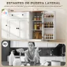 Aparador de Cocina con Cajón Estantes en las Puertas Estantes Ajustables Barra de Café 138x40x83,5 cm Blanco - Ogal.Es