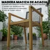 Juego de 2 Sillas de Jardín Exterior de Madera Apilables con Cojines Desmontables Brazos Respaldo 59x55x86 cm Na... - Ogal.Es