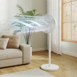 Ventilador de Pie con Control Remoto Altura Ajustable 4 Velocidades Oscilación 80° Temporizador 10H Pantalla LED... - Ogal.Es