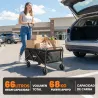 Carro de Jardín Plegable con Ruedas Mango Ajustable Carga 68 kg para Campaña Compra 81x45x89 cm Negro - Ogal.Es