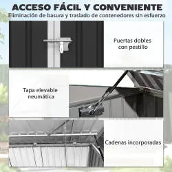 Cobertizo para Contenedor de Basura Doble con Tapa Abatible y Puertas Doble 179,5x108x129,5 cm Gris Oscuro - Ogal.Es