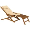 Tumbona Silla Plegable de Madera con Reposapiés Desmontable y Cojín con Reposacabezas Carga 160 kg 158x61x70 cm ... - Ogal.Es