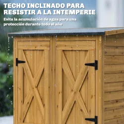 Caseta de Jardín de Madera 115x53x156 cm Armario para Herramientas con Puertas Dobles y Estantes Techo Inclinado... - Ogal.Es