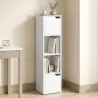Estantería para Libros con 2 Puertas Librería Estrecha de 4 Niveles con 2 Estantes Abiertos 30x29x119 cm Blanco - Ogal.Es