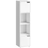 Estantería para Libros con 2 Puertas Librería Estrecha de 4 Niveles con 2 Estantes Abiertos 30x29x119 cm Blanco - Ogal.Es